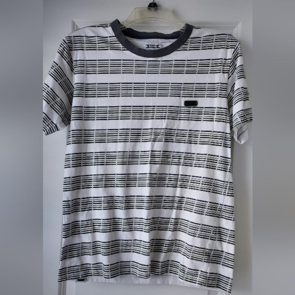 Super Brand Surfboards T Shirt White Stripe Beach Waves Logo Summer Shirt M READ